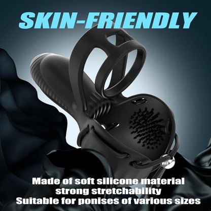 3 IN 1 Cock Ring Hodenstimulator Penistrainer Vibrator mit 10 Vibrationsmodi