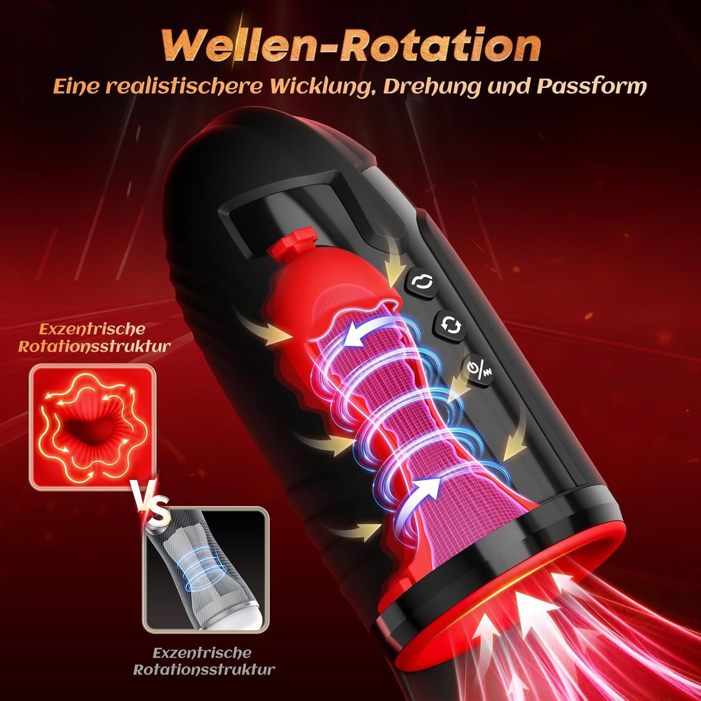 360° Spin Eicheltrainer Penisvibrator Masturbator mit 10 Saug und Vibrationsmodi