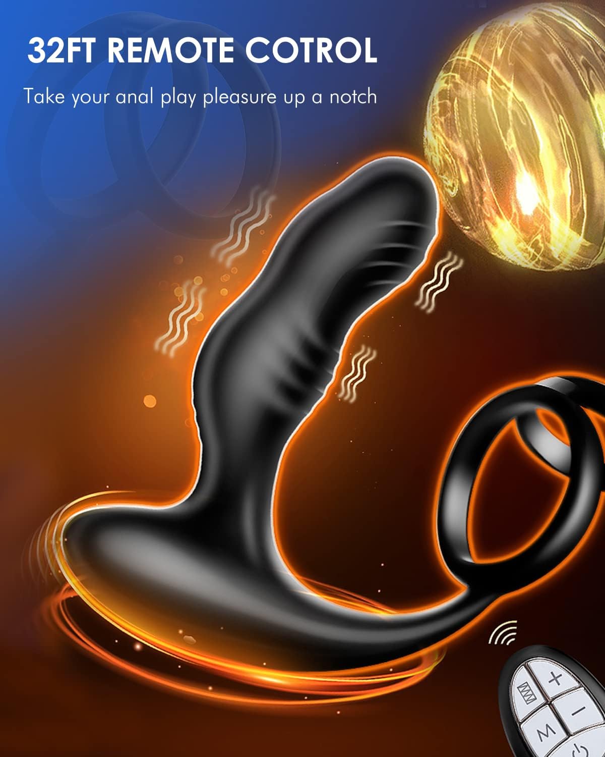 Analplug Vibrator Prostata Massagegerät mit Doppeltem Penisring und 7 Vibrationsmodi