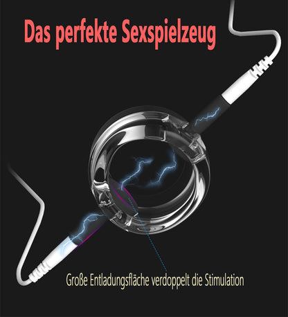 Elektro-Schock Penistrainer Cockring Stimulator mit Penis und Hodenringen