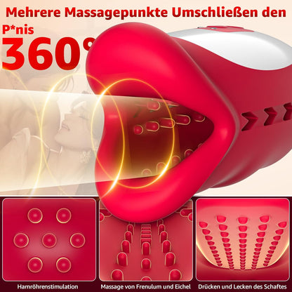 360° Blowjob Stroker Penistrainer Vibrator Masturbatoren mit 10 Wellen & Vibrationsmodi