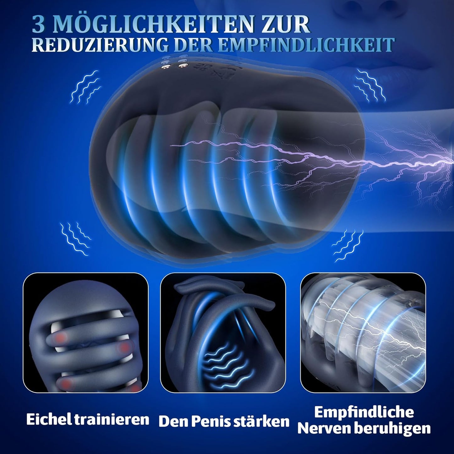 LCD Display Elektrische Penistrainer Eichel Stimulator mit 10 Vibrationsmodi