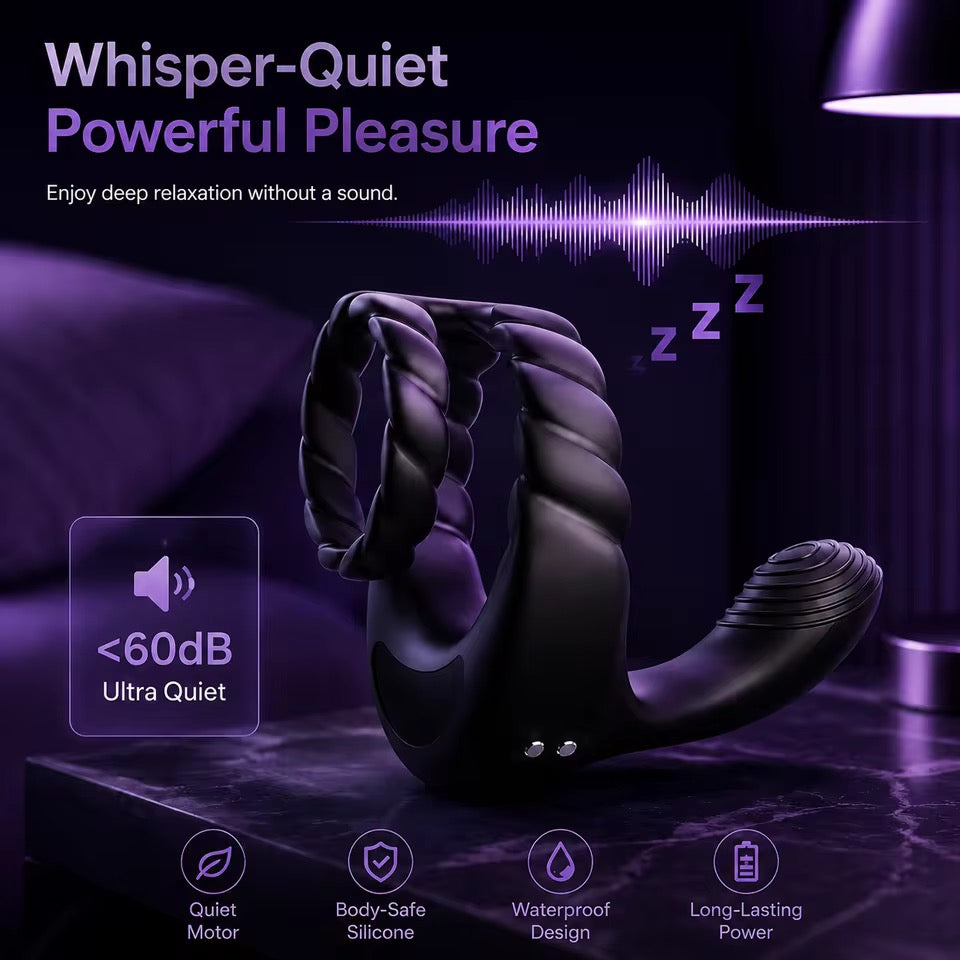 3 IN 1 Cock Ring Penisrainer Vibrator Hoden Stimulator Dammstimulationmit 10 Vibrationsmodi