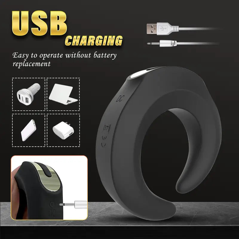 Verriegelbarer Penisring Vibrator Eicheltrainer Stimulator mit 12 Intensiven Modi