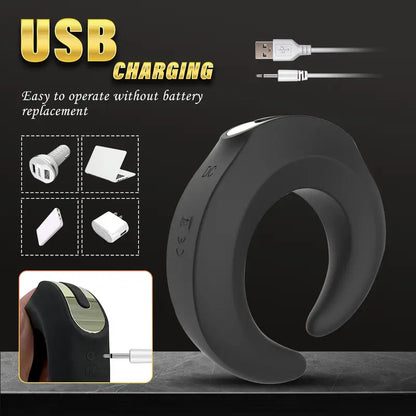 Verriegelbarer Penisring Vibrator Eicheltrainer Stimulator mit 12 Intensiven Modi