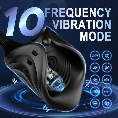 2 in 1 Electric Masturbator Penis Trainer Vibrator with 10 Modes 