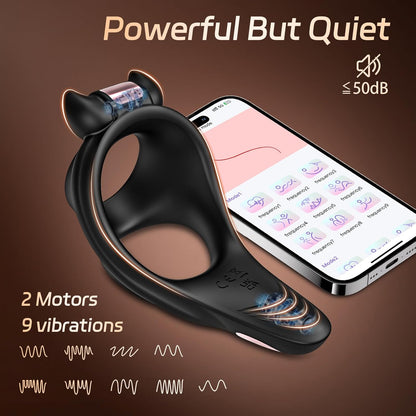 App-gesteuerter Penistrainer Cockring Vibrator mit 9 Vibrationsfunktionen