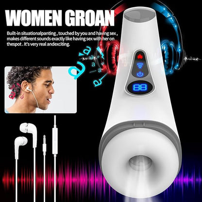 3 IN 1 Automatischer Masturbator Penispumpe Stroker mit 7 Saug & 3 Vibrations & Heizfunktionen