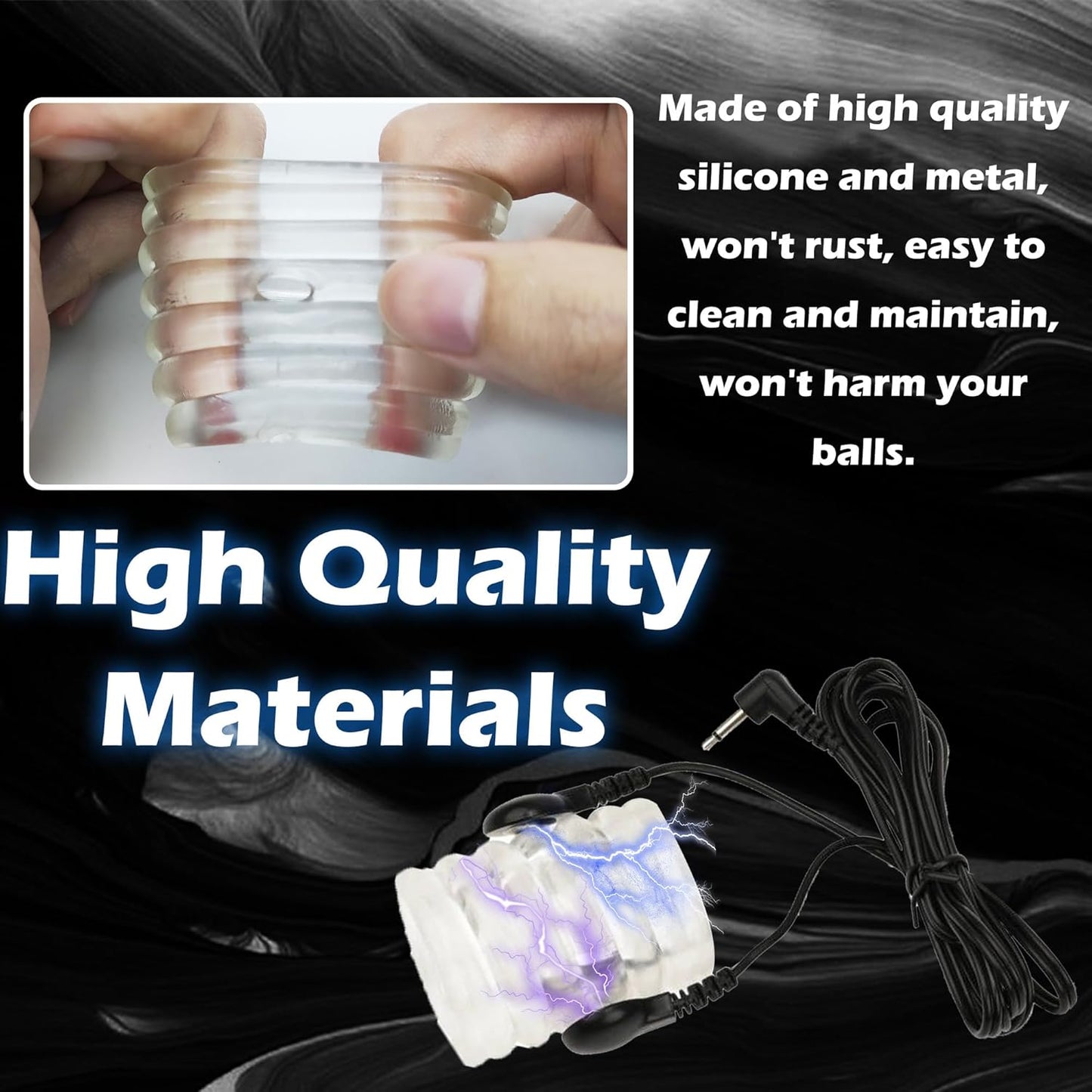 Hodenbondage Elektroschock BDSM Penisring mit 4 Elektroschockmodi