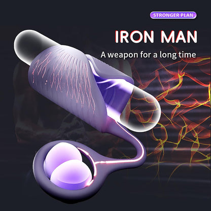 Penis trainer massager with 10 vibration modes and cock ring 