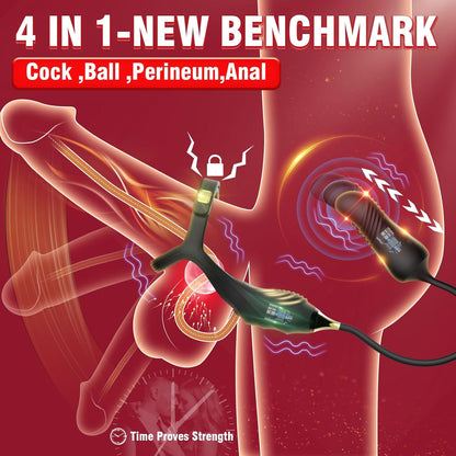 3 IN 1 Analvibratoren Penisring Prostata Stimulation mit 10 Teleskop-Vibrationsmodi