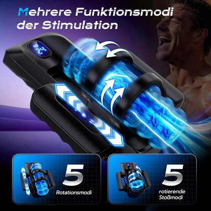 Intelligente Penistrainer Vibrator Masturbatoren mit 10 CM Schubweg & 5 kombinierte Stoss & Rotationsmodi