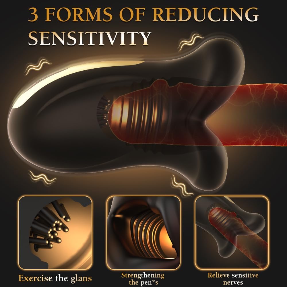 Elektrisch Penistrainer Eichel Stimulator Masturbatoren mit 6 Vibrationsstimulationsmodi