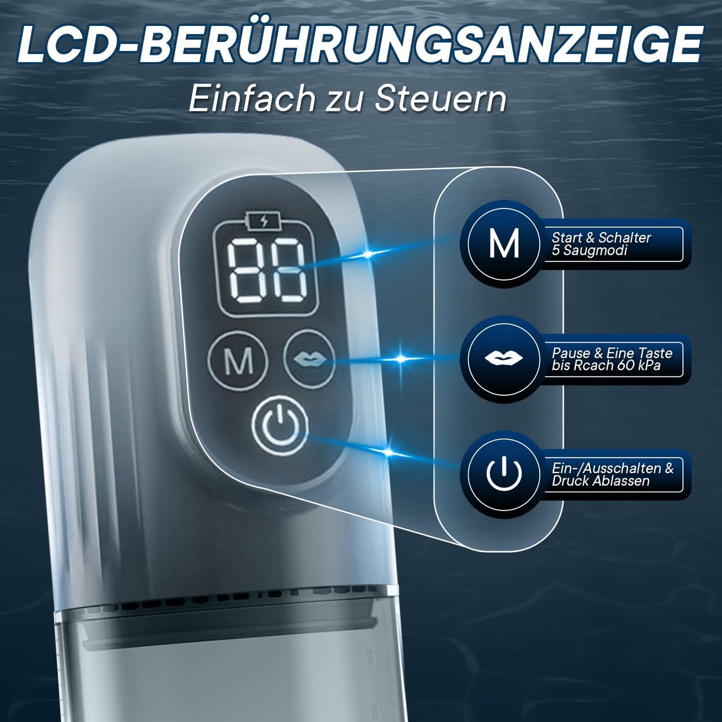 4 IN 1 Elektrische Penispumpe Taschenmuschi Masturbator mit 5 Saugstufen & 6 Trainingsmodi