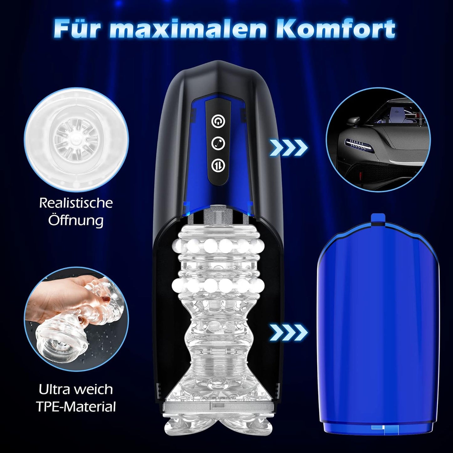 Automatischer Elektrischer Blowjob Masturbator Cup  mit 3 Teleskopmodi