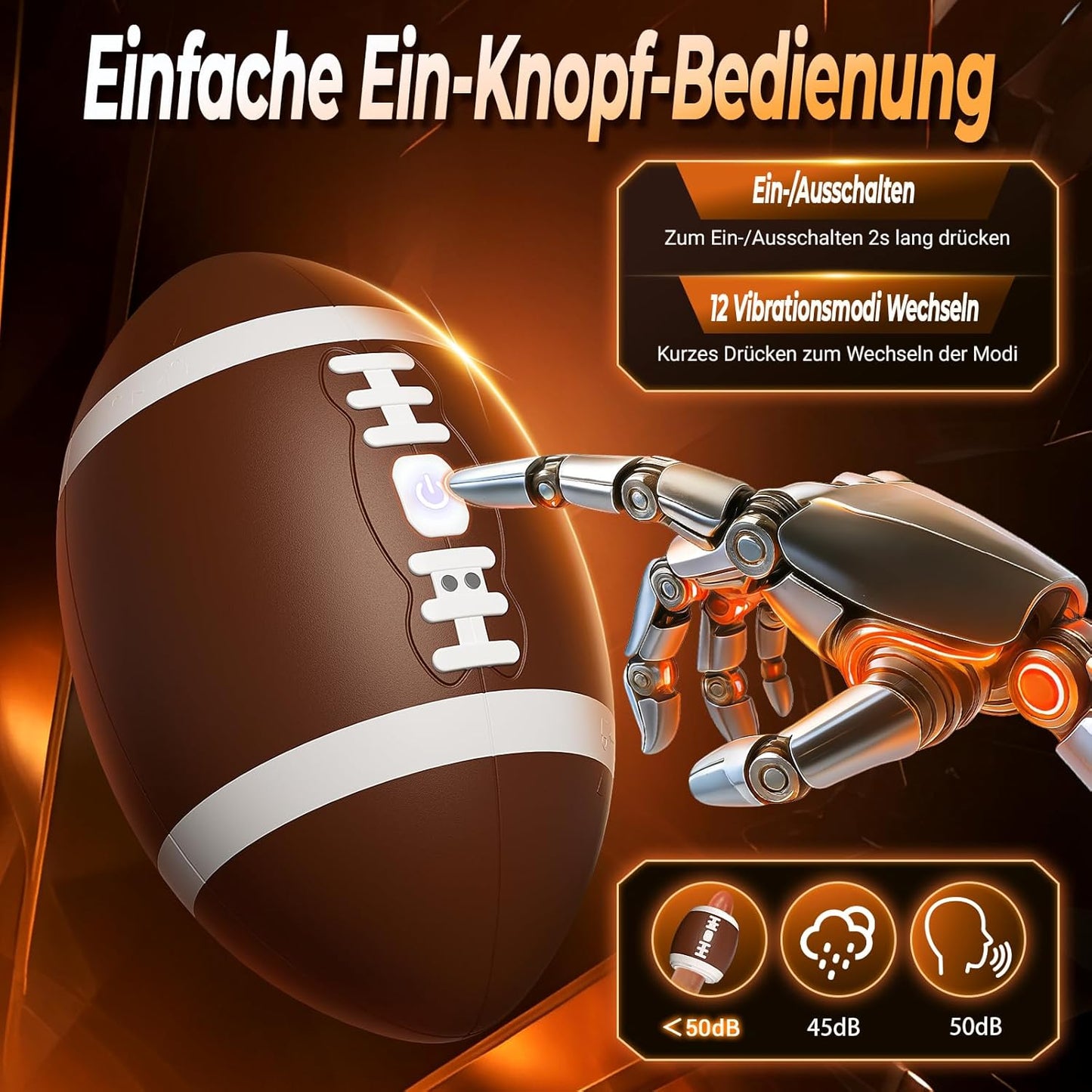 Fußballform Penis Trainer Blowjob Stroker Masturbator mit 12 Vibrationsmodi