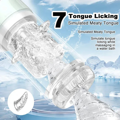 6 IN 1 Automatischer Masturbator Penispumpe mit 7 Saug & Stoß & Dreh & Leckfunktionen