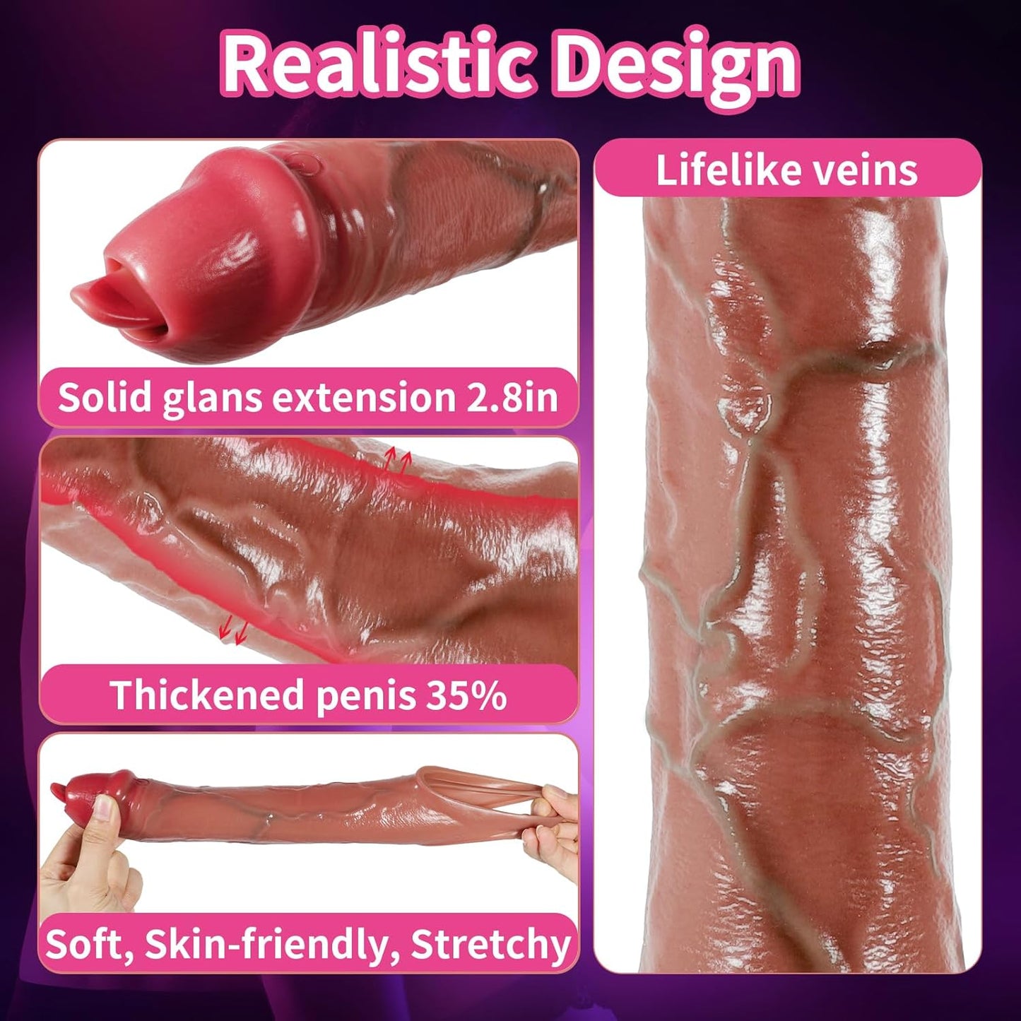 Realistischer Penisverlängerungs Vibrator mit Fernbedienung und 9 Vibrationsmodi