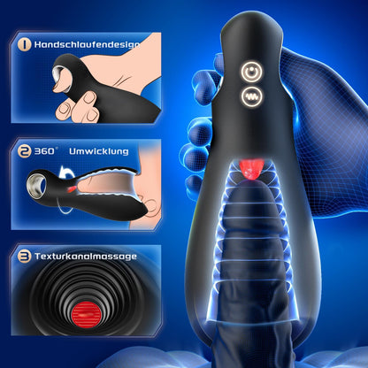 3 IN1 Penisvibrator Elektrisch masturberen met 5 tonglikmodi Holle ring en 10 vibratiemodi 