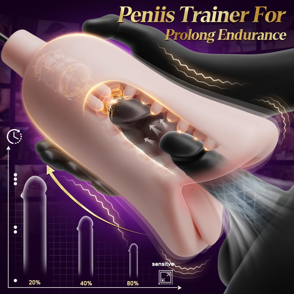 3 IN 1 Oralmasturbator Penistrainer Blowjob Stroker Eichelstimulator mit 10 Schwingungsmodi