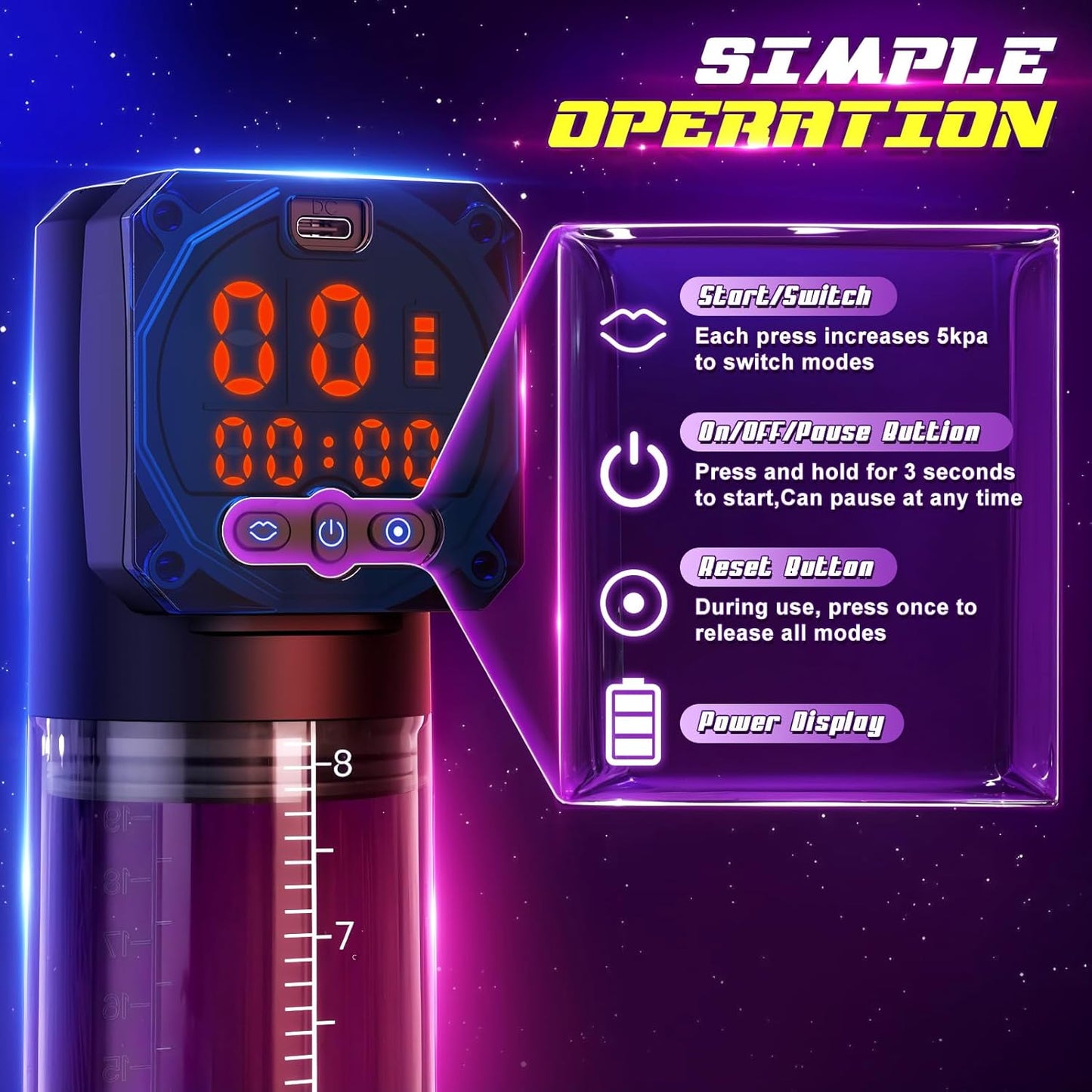 Automatischer Penispumpen Vergrößerer Masturbator mit 10 Saugmodi & 10 Trainingsmodi