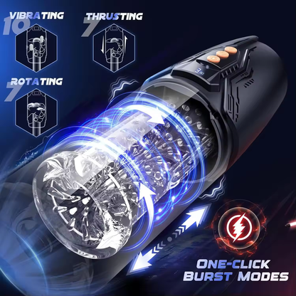 Realistischer Masturbatoren Penis Stroker Blowjob mit 7 Schub & Rotations & Vibrationsmodi