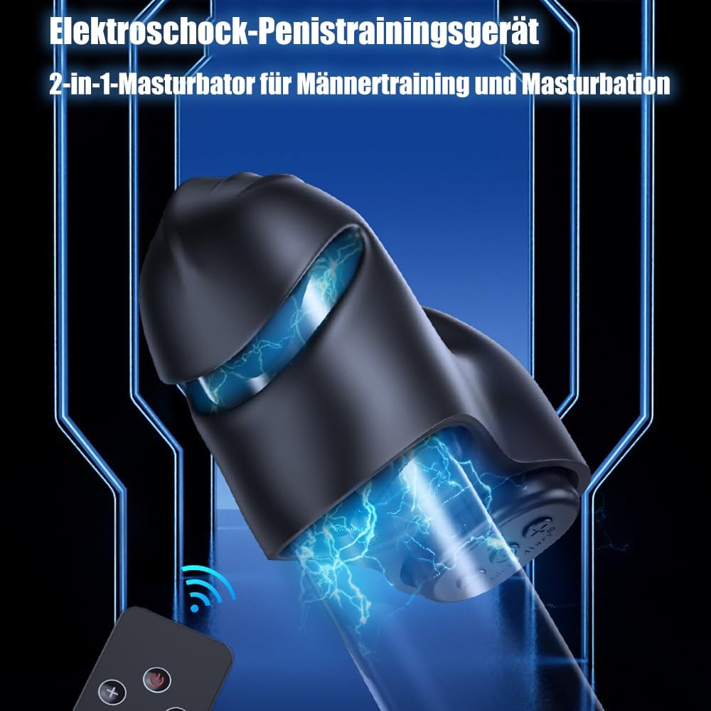 Elektrostimulation Masturbieren Penis Trainer mit 12 Elektroschocker Modi und 20 Intensität