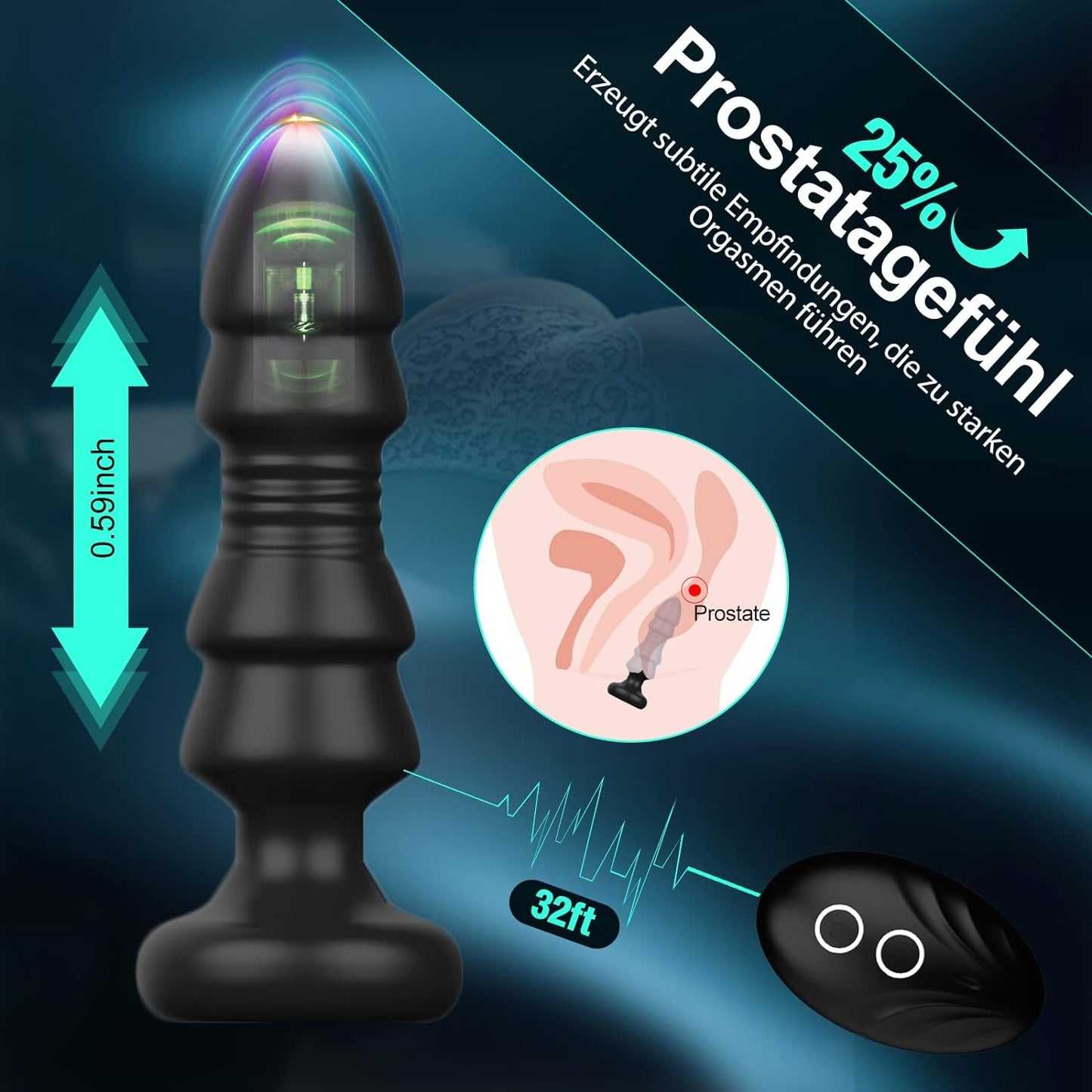 Multifunktional Anal Vibratoren Analvibrator Buttplug Prostata Stimulator mit 5 Teleskopmodi