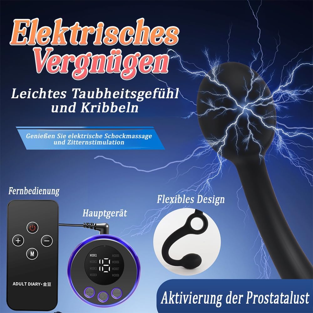 Elektro Shock Prostata Stimulation Analplug mit 8 Elektromodi & 19 Intensitätsstufen