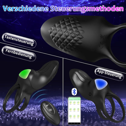 APP &amp; afstandsbediening &amp; knopbediening cockring penisvibrator met 9 sterke vibratiemodi 