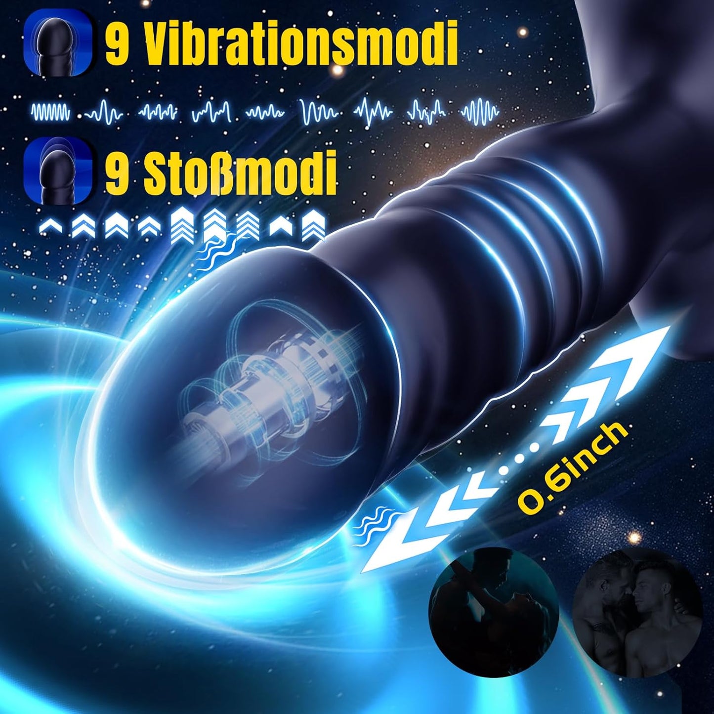4 IN 1 Analvibrator Penisring Prostata Massagegerät mit 9 Schubmodi & 9 Vibrationsstufen