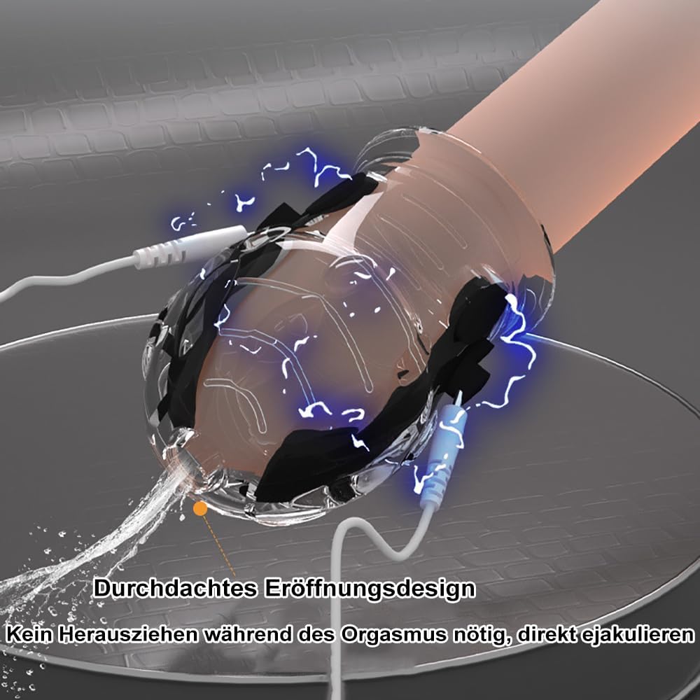 Elektro Shock Eichel Hülse Penistrainer Stimulator mit 8 Modi und 19 Stufen Strömung