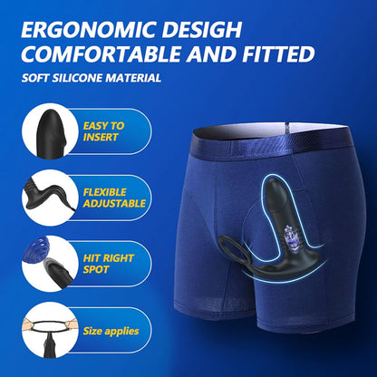 Analvibrator Penisring Prostata Massagegerät Butt Plug mit 20 Vibrationsmodi