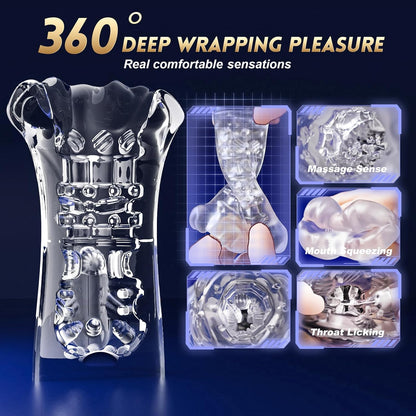 KI-Sync App Transparenter Penis Trainer Vibrator mit 9 Trainingsmodi