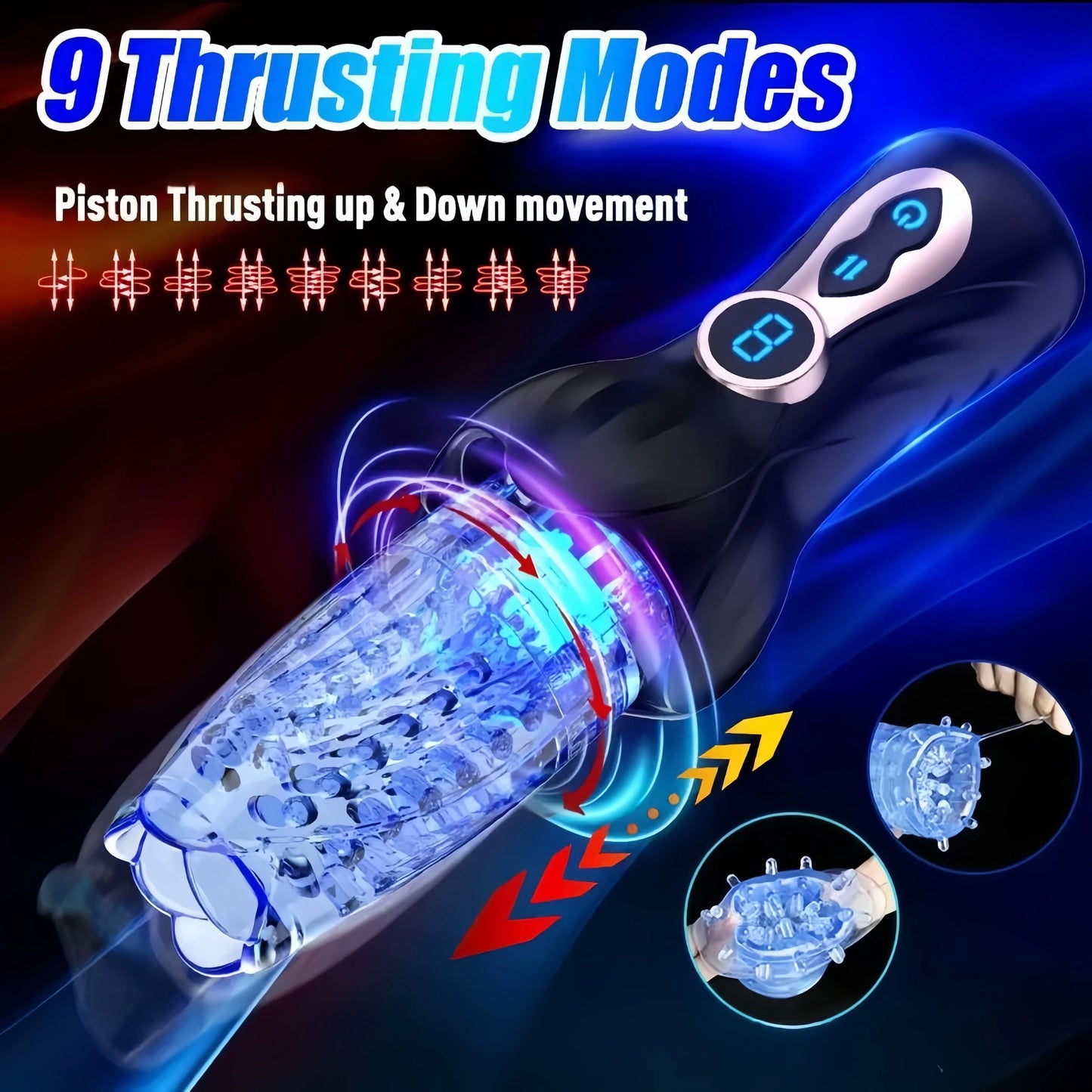 Automatische Penistrainer Stroker Masturbation mit  10 Vibration 8 Schub und Drehmodus