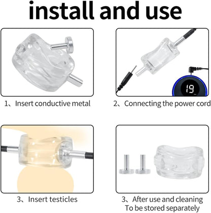 Elektro-Schock Penistrainer Cockring Stimulator mit Penis- und Hodenringen