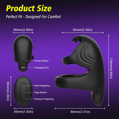 3 IN 1 Cockring Penisvibrator Hodenstimulator Keuschheitskäfig Set mit 9 Vibrationsmodi