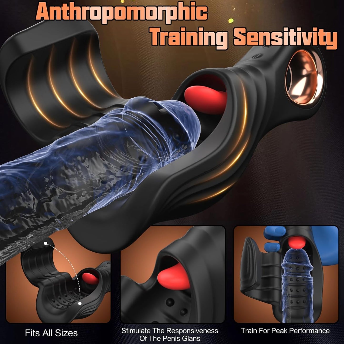 Elektrischer Penistrainer Eichelstimulator mit 10 Zungenleckmodi & Vibrationsmodi