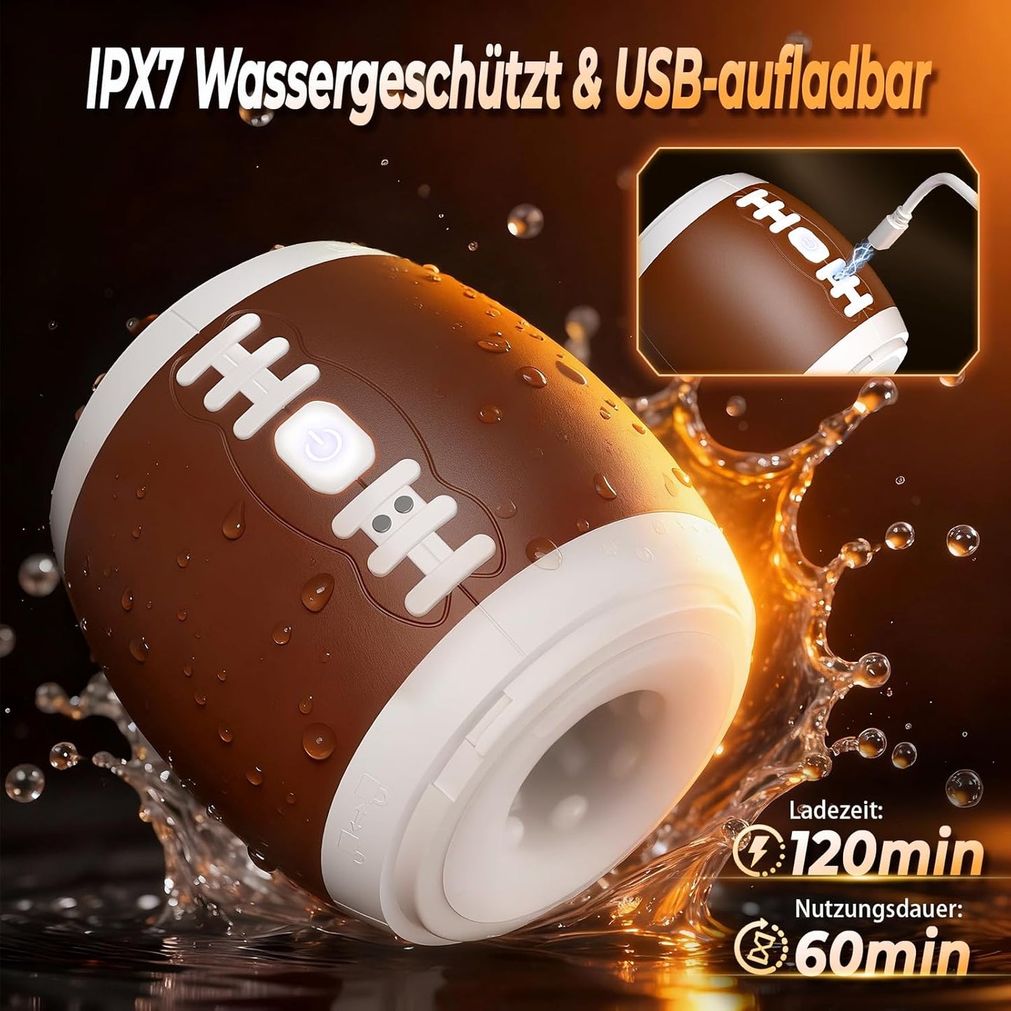 Fußballform Penis Trainer Blowjob Stroker Masturbator mit 12 Vibrationsmodi