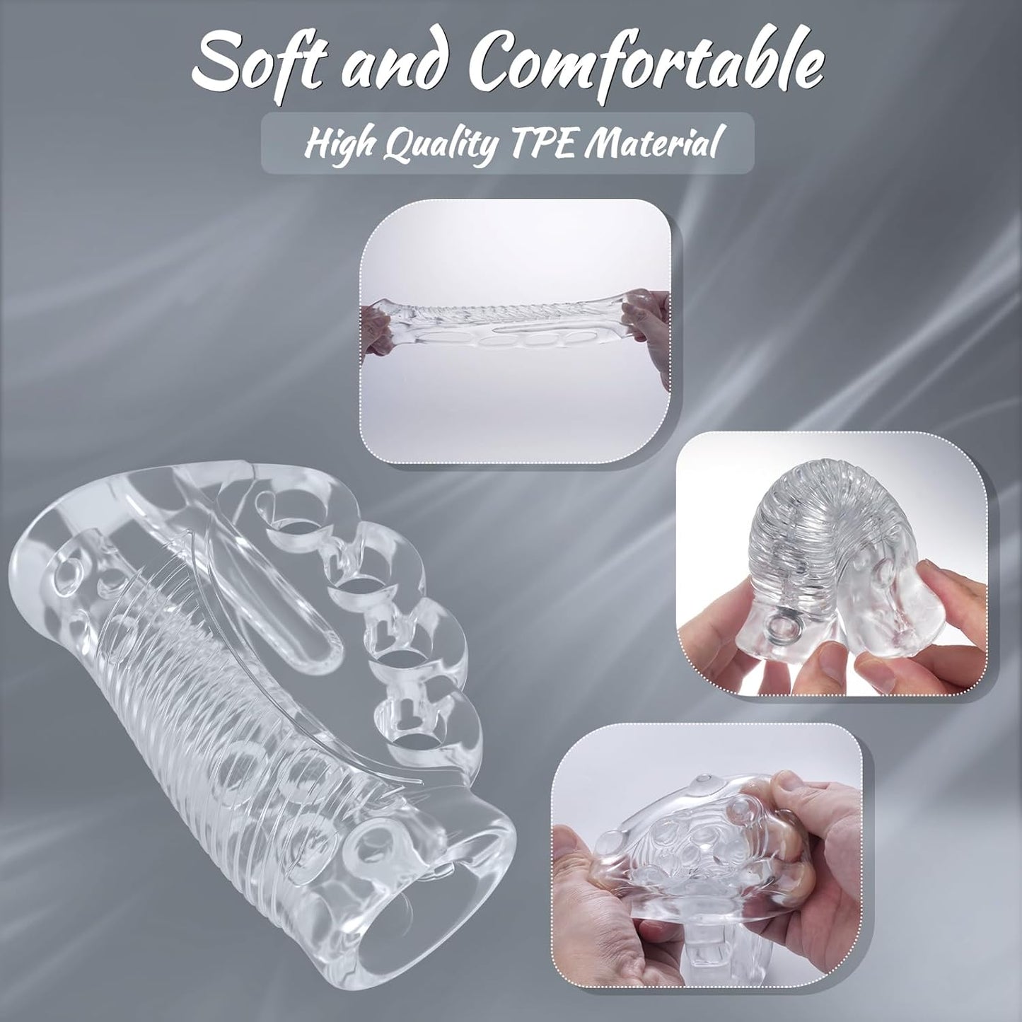 Transparente Pocket Pussy Stroker Masturbationshülle mit Realistischer Textur