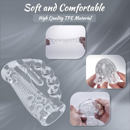 Transparente Pocket Pussy Stroker Masturbationshülle mit Realistischer Textur