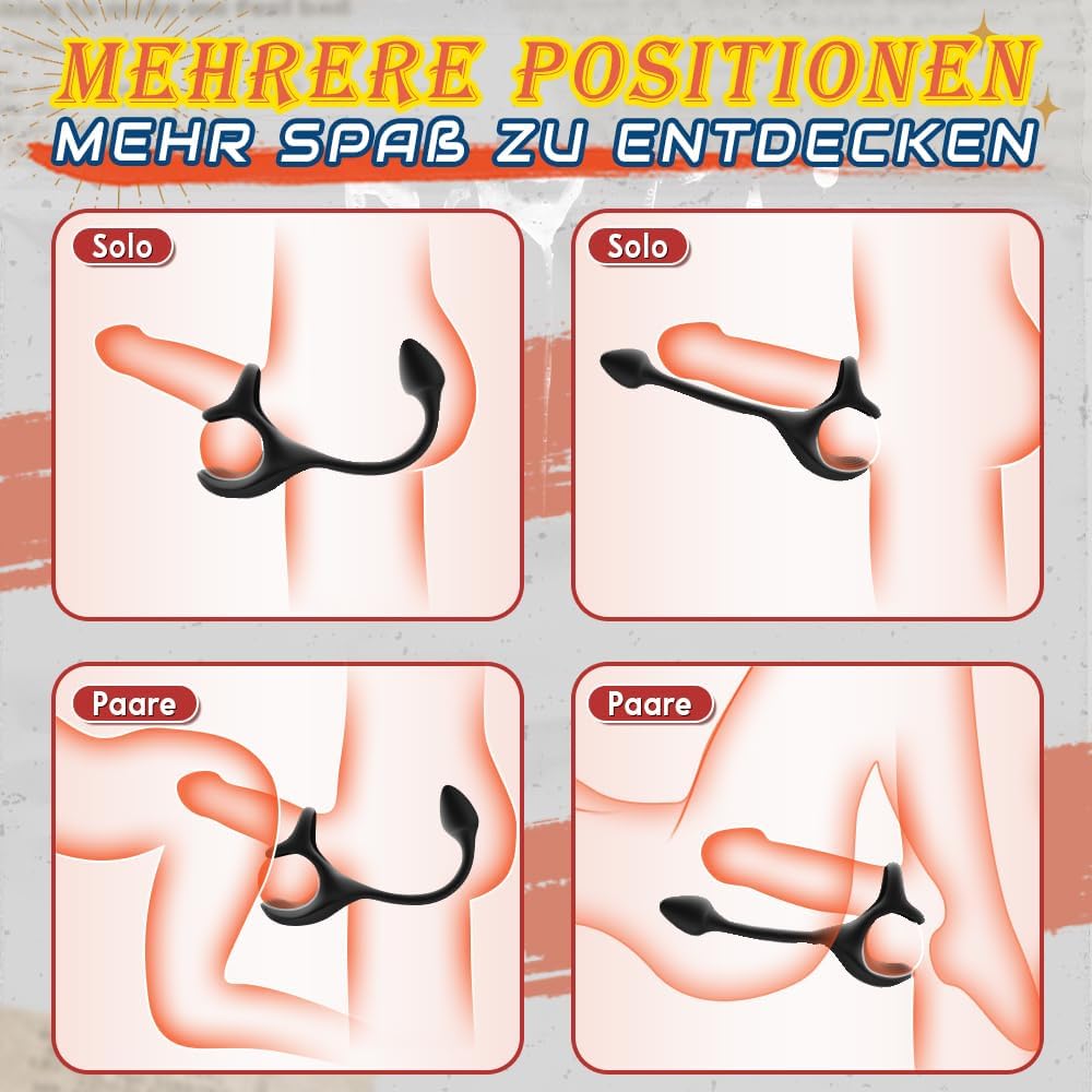 Anale plug bolvormige vibratiestimulator met cockringen 