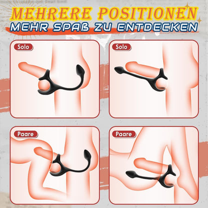 Anale plug bolvormige vibratiestimulator met cockringen 