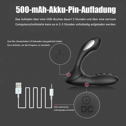 2 IN 1 E-stim Analvibratoren Prostata Stimulator mit 8 Vibration & 8 Elektroschock Modi