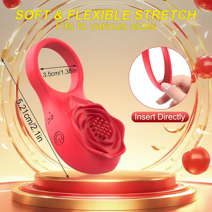 Rose Vibrator Klitorisstimulator Penisring Hodenmassagegerät mit 9 Vibrationsmodi