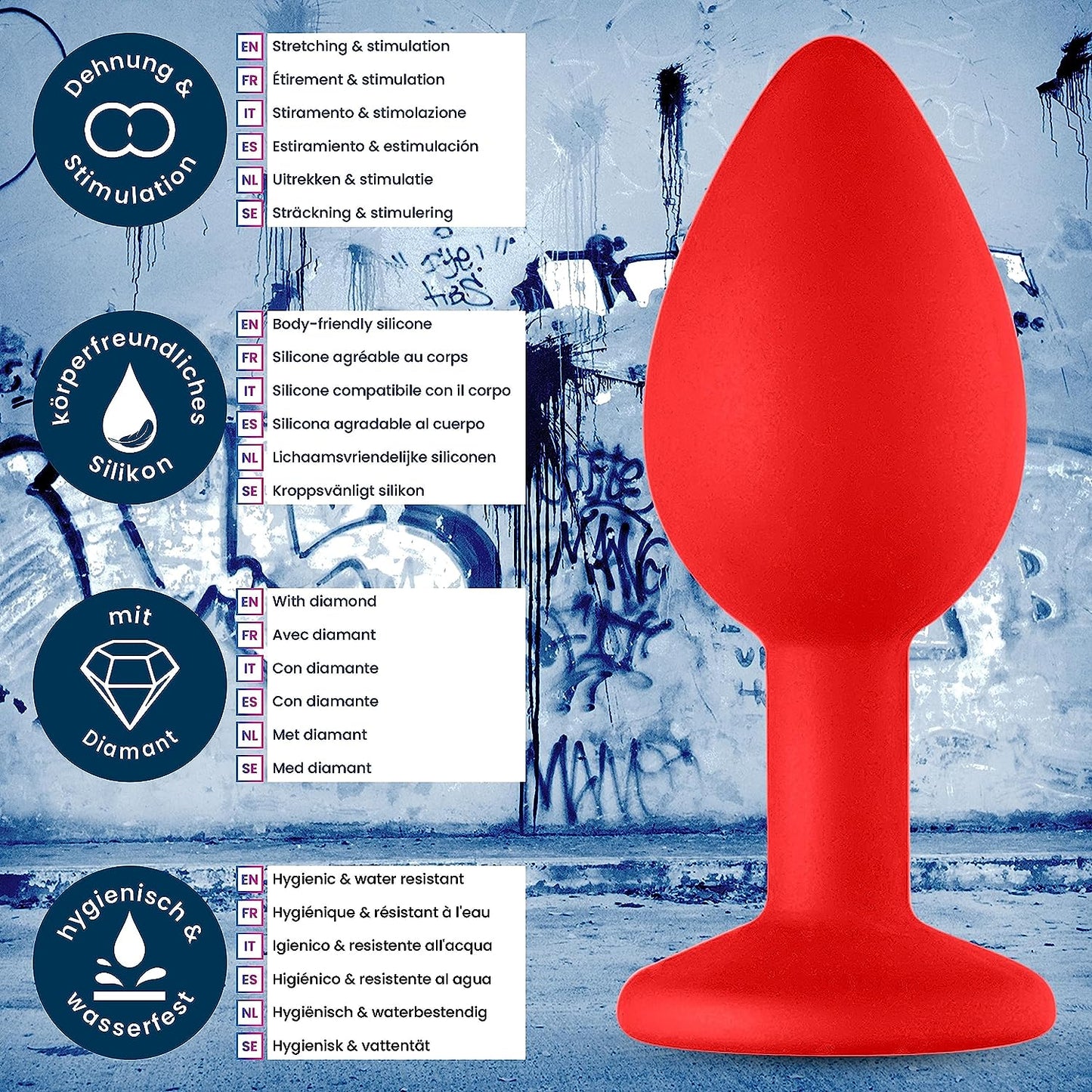 Silicone Anal Plug Small with Crystal Butt Plug 