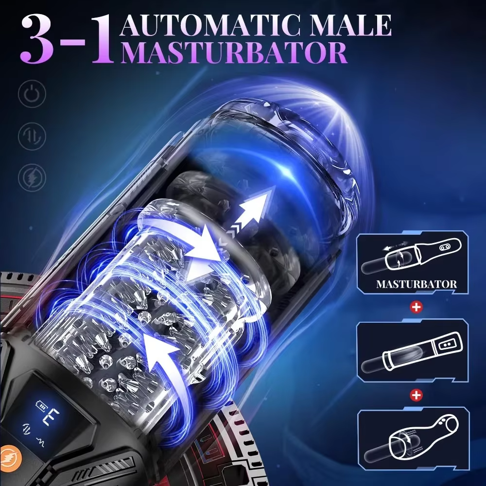 Realistischer Masturbatoren Penis Stroker Blowjob mit 7 Schub & Rotations & Vibrationsmodi