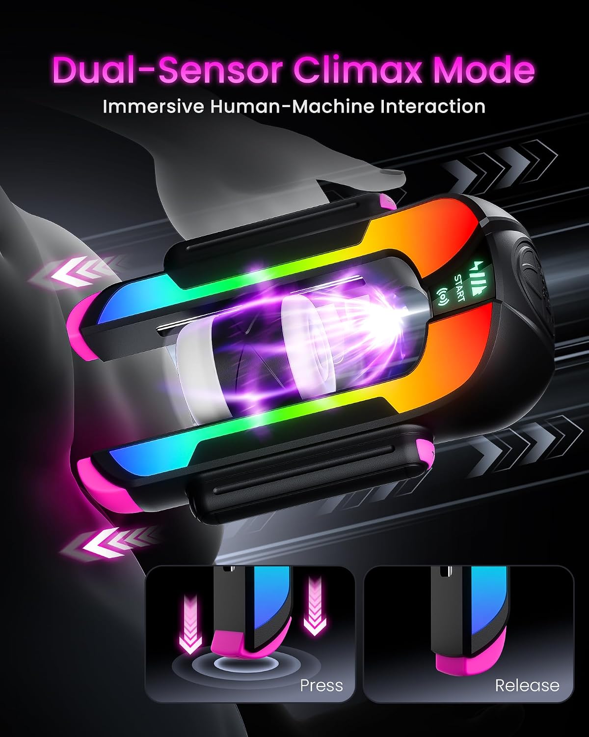 RGB-Beleuchtung Automatische Masturbationsmaschine mit 4 Hub-Modi & 4 Geschwindigkeitsstufen