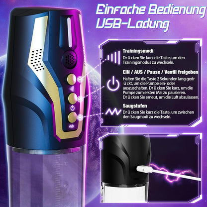 Elektrische Penispumpe Penisvergrößerung Masturbator  mit 4 Saugstufen & Trainingsmodi