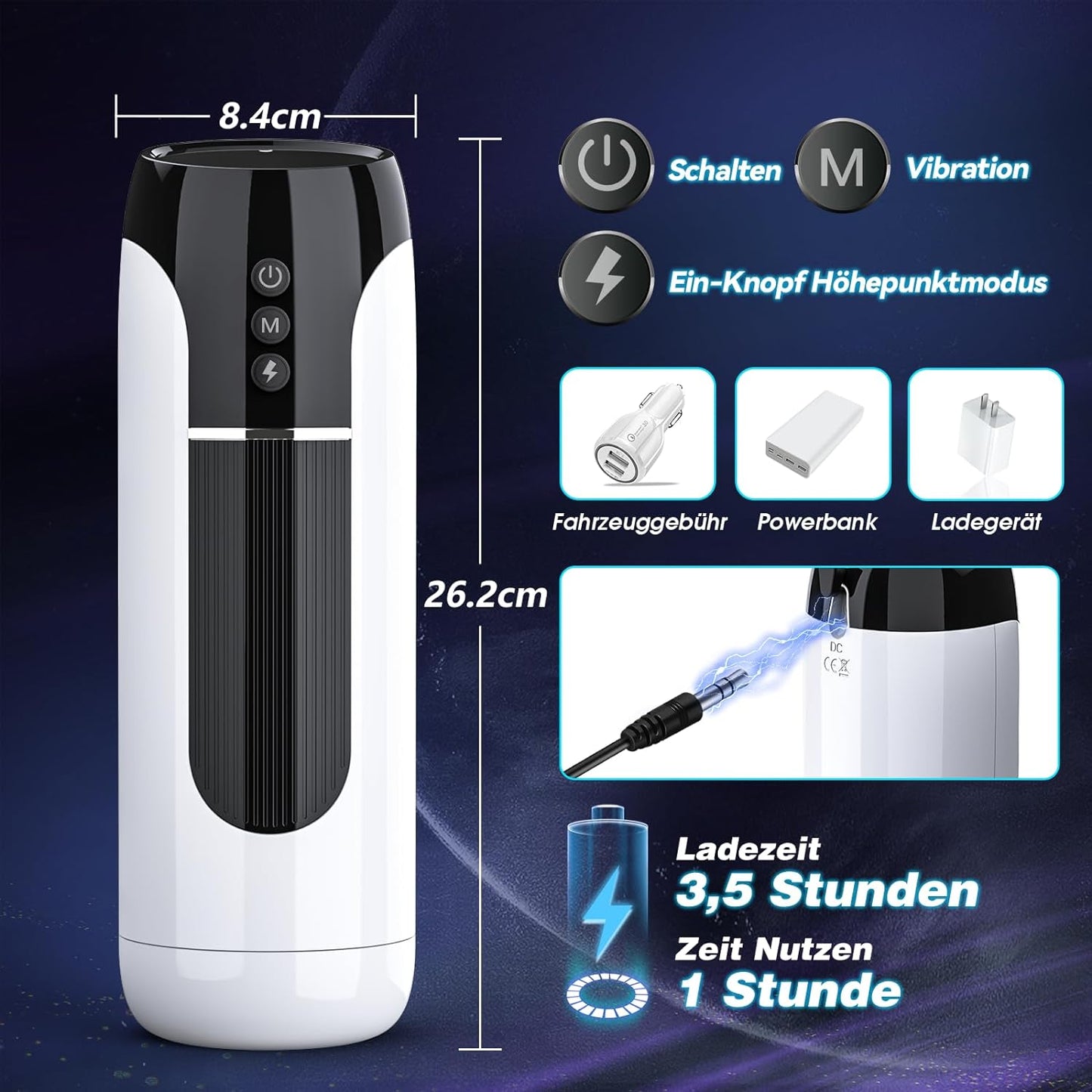 Automatische Masturbator Cup mit 4-Frequenz Push Funktion &  7 Frequenz Vibration